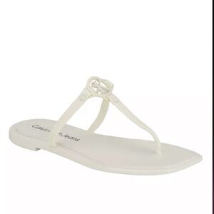 Calvin Klein Women's Edhen Logo T-Strap Flat Jelly Sandals / Size 8M New in Box